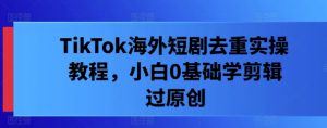 TikTok海外短剧去重实操教程,小白0基础学剪辑过原创-圆梦资源站