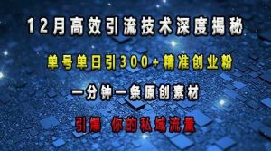最新高效引流技术深度揭秘 ,单号单日引300+精准创业粉,一分钟一条原创素材,引爆你的私域流量-圆梦资源站