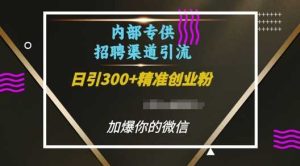内部招聘渠道日引流300+创业粉,加爆你的微信【揭秘】-圆梦资源站