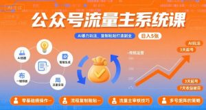 公众号流量主系统课,AI暴力玩法,复制粘贴打造副业,日入5张 +【附工具指令】-圆梦资源站