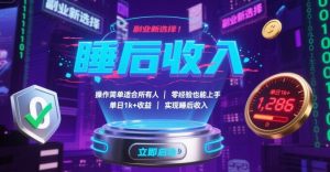 副业新选择!操作简单适合所有人,零经验也能上手,单日1k+收益,实现睡后收入【揭秘】-圆梦资源站