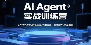 AI Agent实战训练营,COZE工作流+剪映插件+飞书联动,单日量产100条视频-圆梦资源站