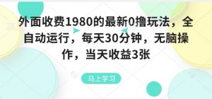 外面收费1980的最新0撸玩法,全自动挂G,每天30分钟,无脑操作,当天收益3张【揭秘】-圆梦资源站