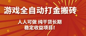 游戏全自动打金搬砖,日入千元,人人可做,纯干货,长期稳定收益项目!-圆梦资源站