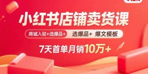 小红书店铺卖货课:商城入驻+选爆品+爆文模板,7天首单月销10万+-圆梦资源站