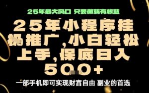 微信小程序挂G推广,解放双手,保底日入5张【揭秘】-圆梦资源站