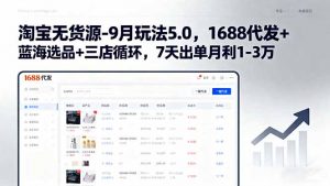 淘宝无货源-9月玩法5.0,1688代发+蓝海选品+三店循环,7天出单月利1-3万-圆梦资源站