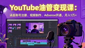 2025YouTube油管变现课:涵盖账号注册、视频制作、Adsense开通,月入1万+-圆梦资源站