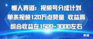 懒人赛道:视频号分成计划单条视频120W点赞量 收益高综合收益在1.5K左右-圆梦资源站