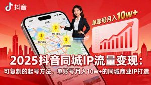 2025同城IP流量变现:可复制的起号方法,单账号月入10w+的同城商业IP打造-圆梦资源站