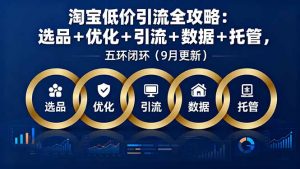 淘宝低价引流全攻略:选品+优化+引流+数据+托管,五环闭环(9月更新-圆梦资源站