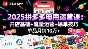 2025拼多多电商运营课:开店基础+流量运营+爆单技巧,单品月销10万+-圆梦资源站