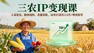 三农IP变现课,人设定位、脚本结构、流量获取,30天打造月入5万+带货账号-圆梦资源站