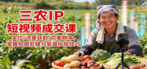 三农IP短视频成交课:定位/流量获取/文案脚本,掌握拍摄剪辑与复盘投放技巧-圆梦资源站