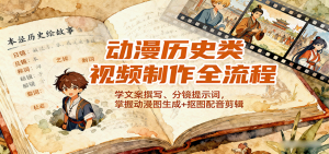 动漫历史类视频制作全流程,学文案撰写、分镜提示词,掌握动漫图生成+抠图配音剪辑-圆梦资源站