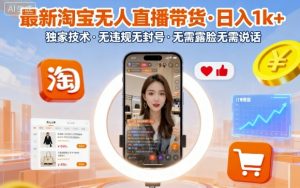 最新淘宝无人直播带货,日入1k+,独家技术,无违规无封号,无需露脸无需说话【揭秘】-圆梦资源站