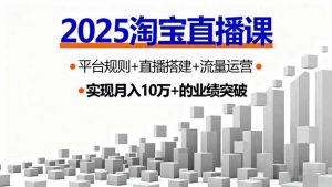 2025淘宝直播课,平台规则+直播搭建+流量运营,首播GMV破3万-圆梦资源站
