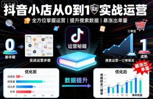 抖音小店从0到1实战运营,帮你全方位掌握小店运营,提升搜索数据与出单量-圆梦资源站