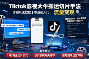 Tiktok影视大牛搬运切片手法,详细玩法教程-圆梦资源站