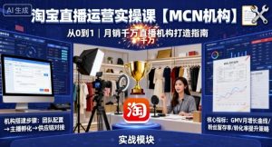 淘宝直播运营实操课【MCN机构】,从0到1做一家月销千W的直播机构-圆梦资源站
