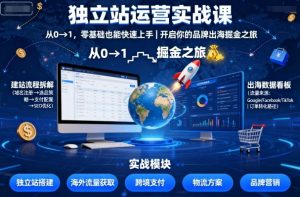 独立站运营实战课,从0到1,零基础也能快速上手,开启你的品牌出海掘金之旅-圆梦资源站