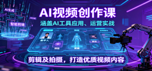 AI视频创作课,涵盖AI工具应用、运营实战、剪辑及拍摄,打造优质视频内容-圆梦资源站