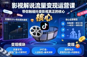 影视解说流量变现运营课,带你触碰抖音影视真正的核心-圆梦资源站