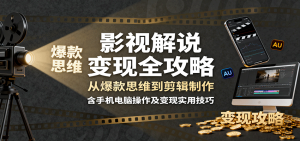 影视解说变现全攻略:从爆款思维到剪辑制作,含手机电脑操作及变现实用技巧-圆梦资源站
