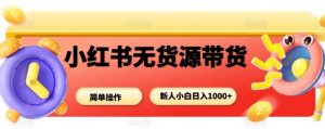 小红书无货源带货项目,简单无脑,新人小白日入多张-圆梦资源站