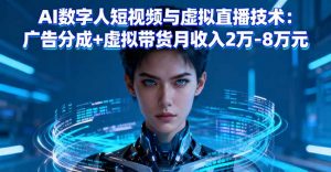 AI数字人短视频与虚拟直播技术:广告分成+虚拟带货月收入2万-8万元-圆梦资源站
