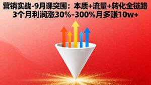 营销实战-9月突围课:本质+流量+转化全链路 3个月利润涨30%-300%月多赚10w+-圆梦资源站