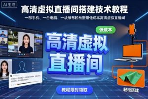 高清虚拟直播间搭建技术教程,一部手机、一台电脑、一块绿布轻松搭建低成本高清虚拟直播间-圆梦资源站