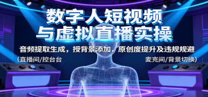 数字人短视频与虚拟直播实操,音频提取生成,背景添加,原创度提升及违规规避-圆梦资源站