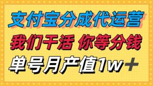 十月最强捡钱项目,支付宝分成代运营,我们干活,你等着分钱!单号月产…-圆梦资源站