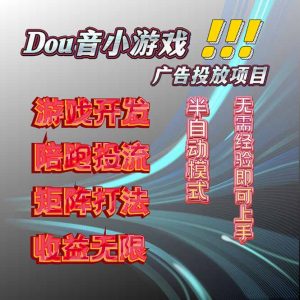 抖音小游戏广告推广项目,2025最新实测落地,单日收益300+-圆梦资源站