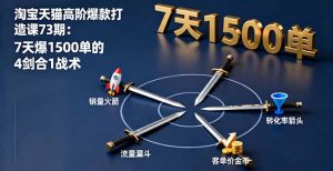淘宝天猫高阶爆款打造课73期:7天爆1500单的4剑合1战术-圆梦资源站
