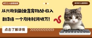 从兴趣到副业靠宠物占卜收入翻3倍一个月纯利润破W-圆梦资源站