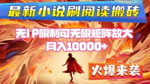 小说阅读搬砖单机每天收益200-400+ 无IP限制可无限矩阵放大 —-圆梦资源站