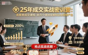 25年成交实战密训营,高客单成交课程,助力个体创业者和企业卖爆产品-圆梦资源站