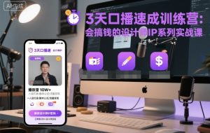 3天口播速成训练营,会搞钱的设计师IP系列实战课-圆梦资源站