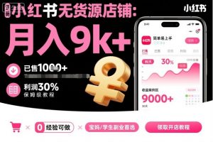 小红书无货源店铺项目,简单易上手,月入9k+,保姆级教程-圆梦资源站