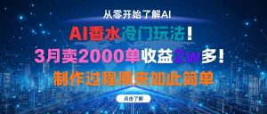 AI香水冷门玩法!3月卖2000单收益2w多!制作过程原来如此简单-圆梦资源站