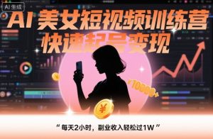 AI美女短视频训练营,快速起号变现,每天2小时,副业收入轻松过1W-圆梦资源站