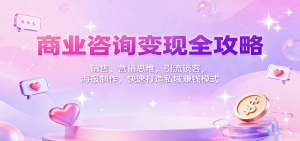 商业咨询变现全攻略:销售、营销思维,引流锁客,海报制作,快速打造私域赚钱模式-圆梦资源站