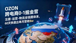 OZON跨境电商0-1掘金营:注册-运营-物流全链路体系,60天快速出单月营收8w-圆梦资源站