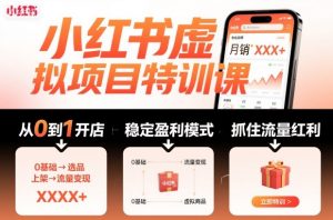 小红书虚拟项目特训课,帮你从0到1打造稳定盈利的店铺,抓住流量红利(更新9月)-圆梦资源站