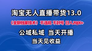 淘宝无人直播13.0,公域私域技术,不封号,不违规布局下半年旺季赛道,日入1K+(独家技术)【揭秘】-圆梦资源站