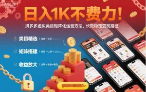 日入1K不费力!拼多多虚拟类目矩阵化运营方法,长效稳定变现路径-圆梦资源站