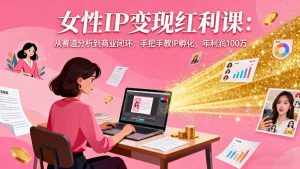 女性IP变现红利课:从赛道分析到商业闭环,手把手教IP孵化,年利润100万-圆梦资源站