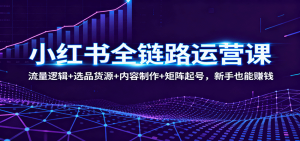 小红书全链路运营课:流量逻辑+选品货源+内容制作+矩阵起号,新手也能赚钱-圆梦资源站
